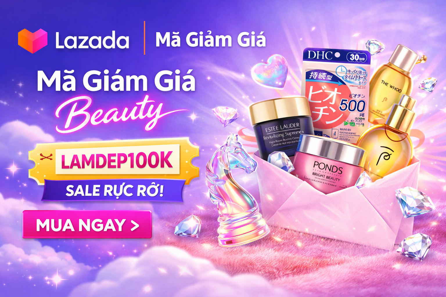 Lazada Beauty – Voucher Giảm 100K – Sale Chớp Nhoáng 30%
