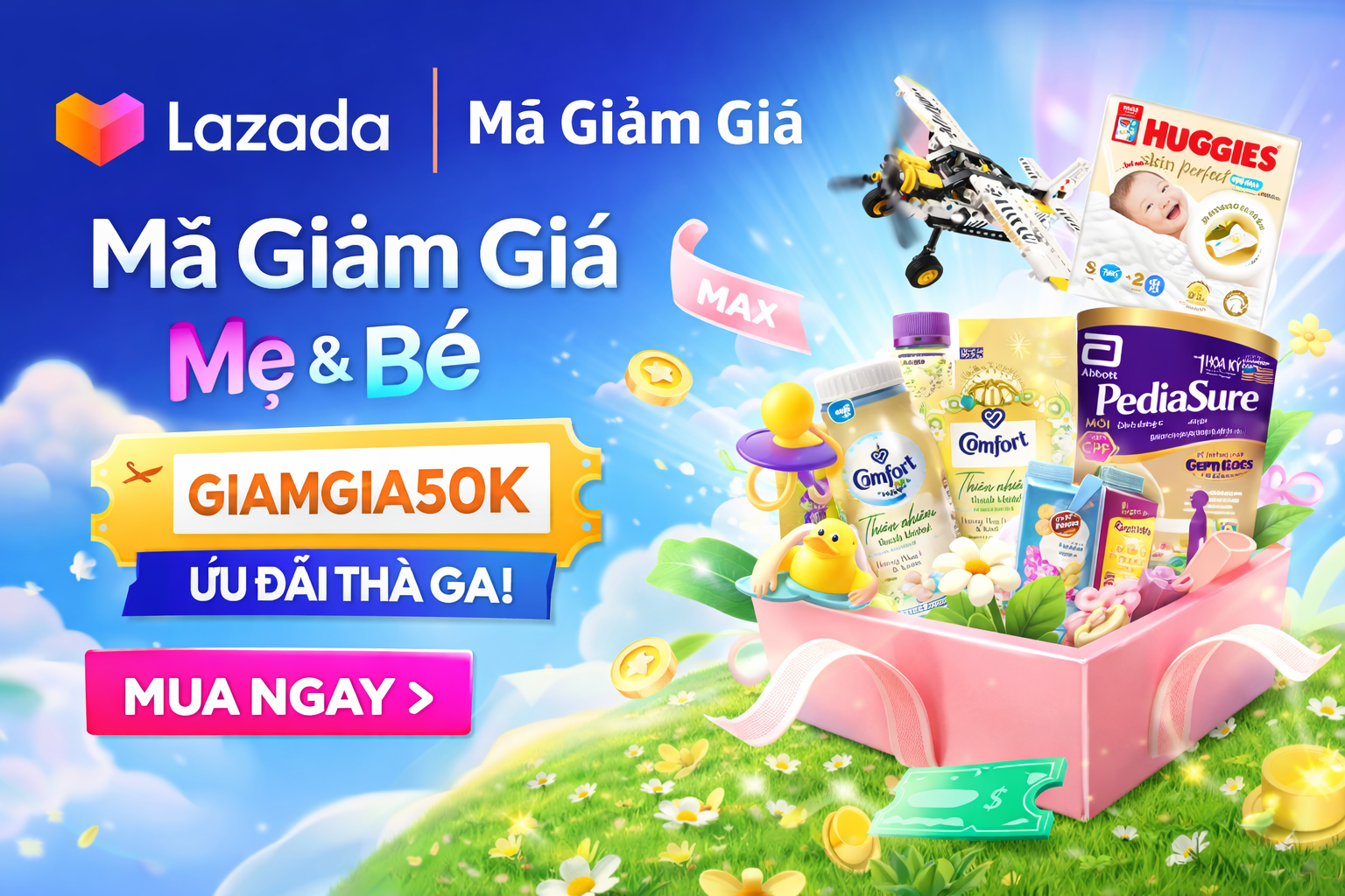 Voucher Giảm 100K – Chớp nhoáng giảm 30% – Ngành hàng Mẹ & Bé